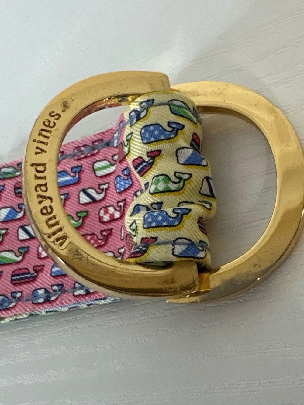 Vineyard Vines Kentucky Derby Multicolor Whale Pattern Silk Belt S Gold D Ring